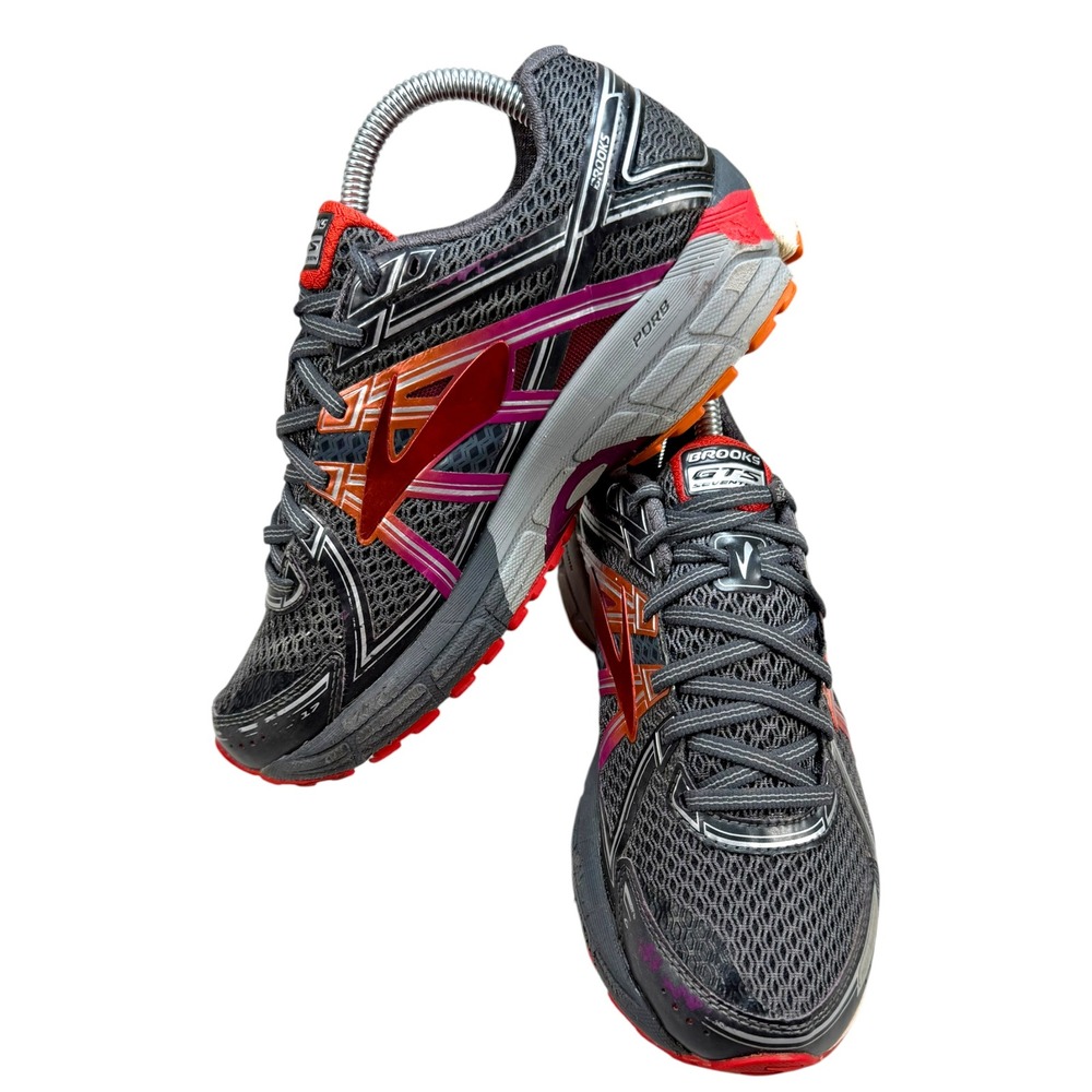 Brooks Adrenaline GTS 17 Women 8.5 Gray Pink Orange Running Shoes 1202311B044